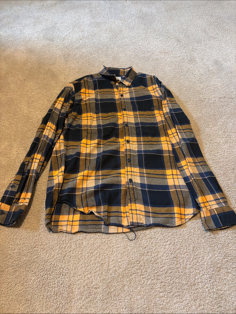 J. Crew Yellow and Navy Plaid Button-Down Shirt